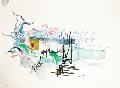 Velence inspirálta I.  - akvarell, filctoll 30,5x23 cm