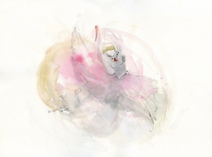 Balerina - akvarell, filctoll 36x48 cm